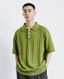 KND(ケイエンド) CHAIN CABLE COLLAR HALF KNIT BASIL