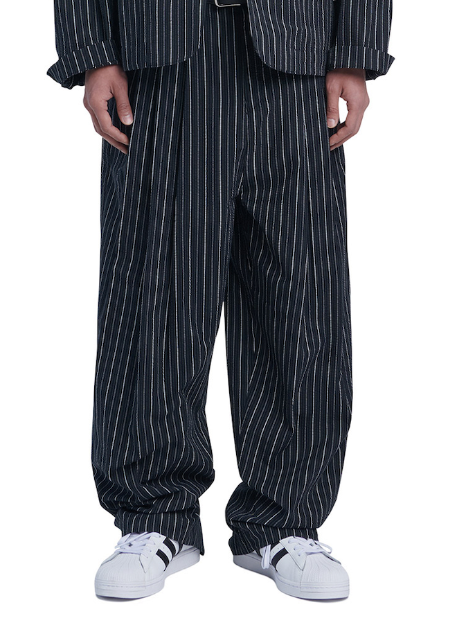 NOMANUAL(ノーマニュアル) SEERSUCKER WIDE PANTS - BLACK