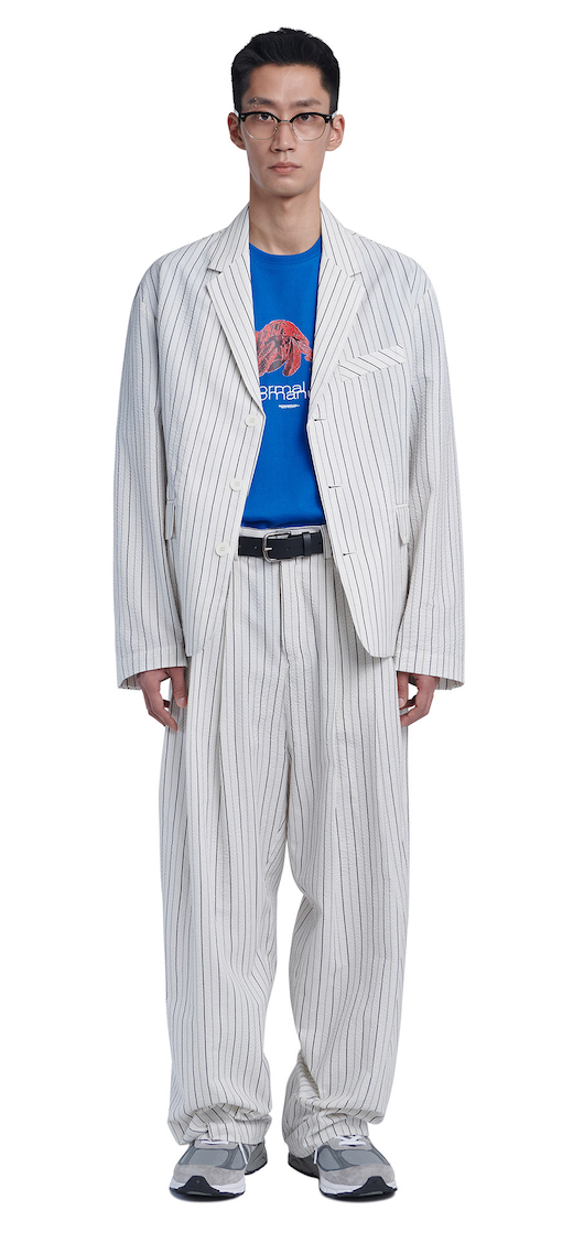 NOMANUAL(ノーマニュアル) THREE BUTTON SEERSUCKER JACKET - WHITE