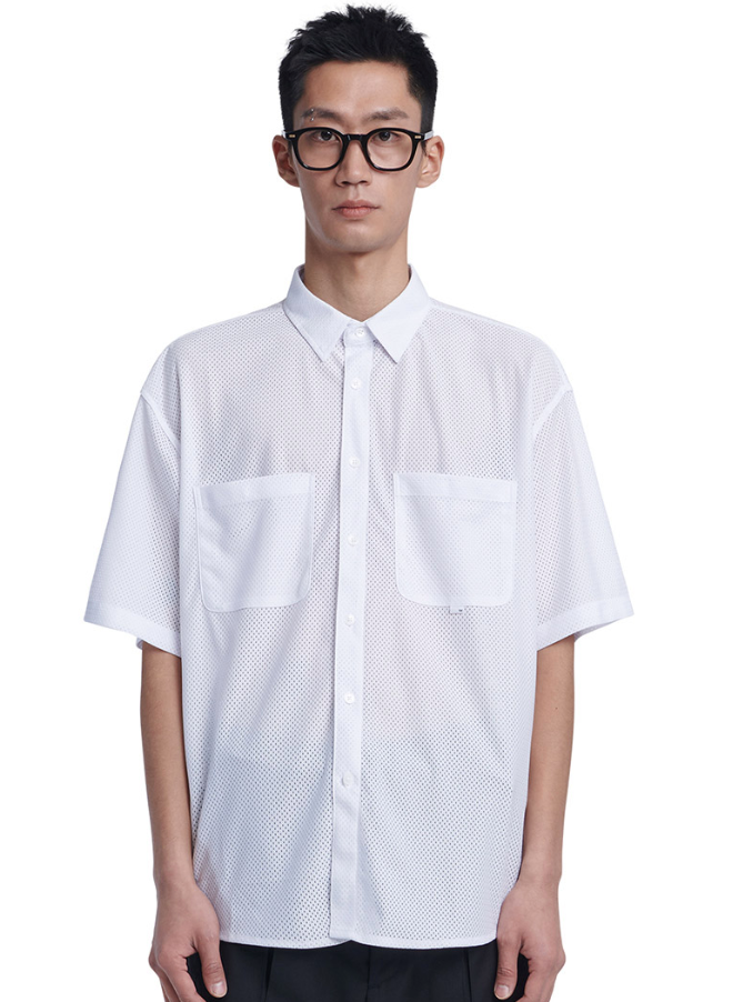 NOMANUAL(ノーマニュアル) MESH SHORT SLEEVE SHIRTS - WHITE
