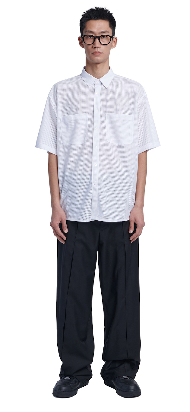 NOMANUAL(ノーマニュアル) MESH SHORT SLEEVE SHIRTS - WHITE