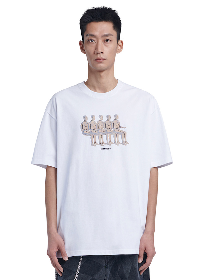 NOMANUAL(ノーマニュアル)  SKATER T-SHIRT - WHITE
