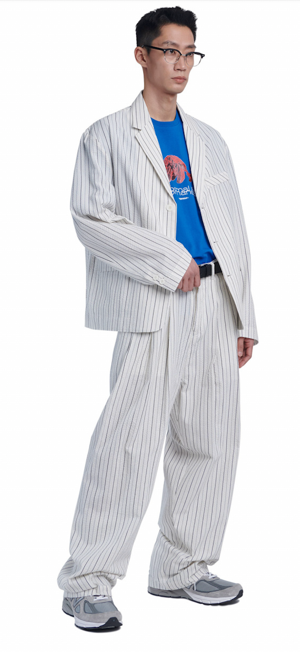 NOMANUAL(ノーマニュアル)  SEERSUCKER WIDE PANTS - WHITE