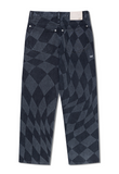 NOMANUAL(ノーマニュアル) D.T CHECKERBOARD DENIM PANTS - WASHED BLACK