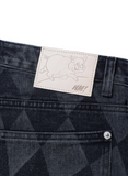 NOMANUAL(ノーマニュアル) D.T CHECKERBOARD DENIM PANTS - WASHED BLACK