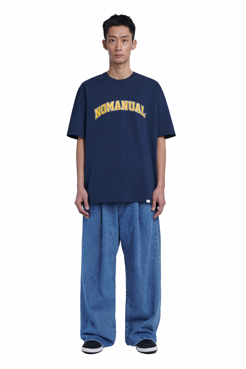 NOMANUAL(ノーマニュアル)  3T ARCH LOGO T-SHIRT - DARK NAVY