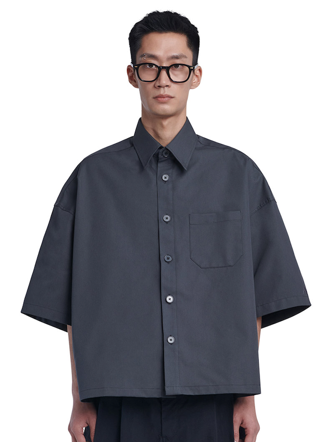 NOMANUAL(ノーマニュアル) NM BOX HALF SHIRTS - CHARCOAL