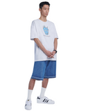 NOMANUAL(ノーマニュアル) FLAME MONSTER T-SHIRT - WHITE MELANGE