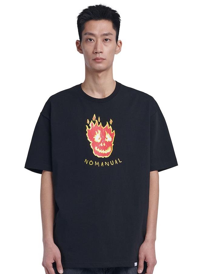 NOMANUAL(ノーマニュアル) FLAME MONSTER T-SHIRT - BLACK