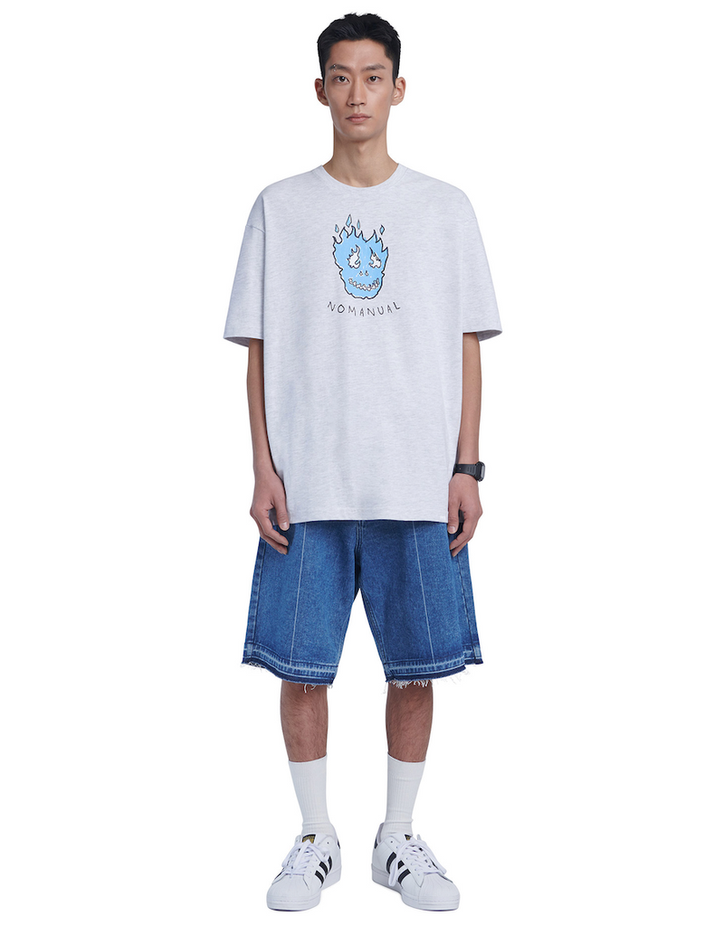 NOMANUAL(ノーマニュアル) RAW EDGE DENIM SHORTS - BLUE