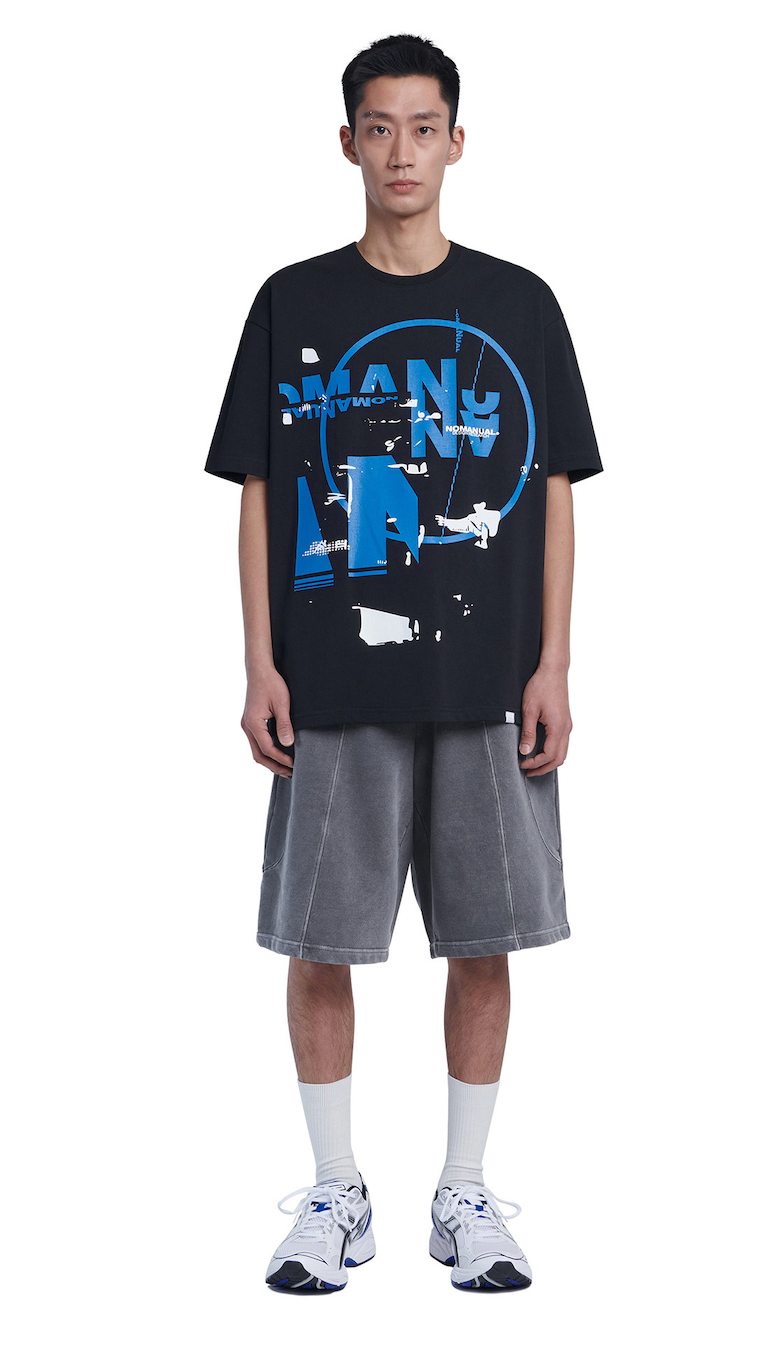 NOMANUAL(ノーマニュアル)  S.S PRINT T-SHIRT - BLACK