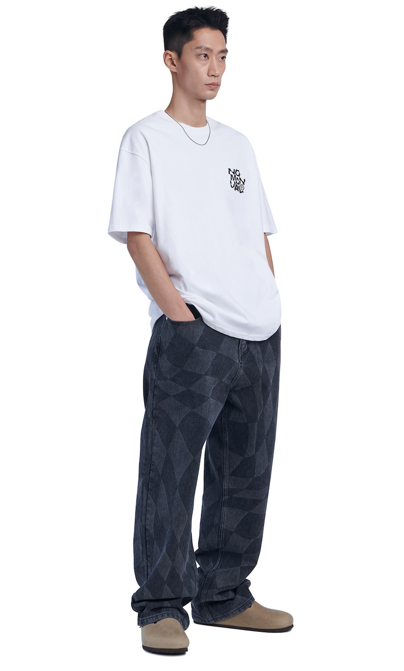 NOMANUAL(ノーマニュアル) CRACKED T-SHIRT - WHITE