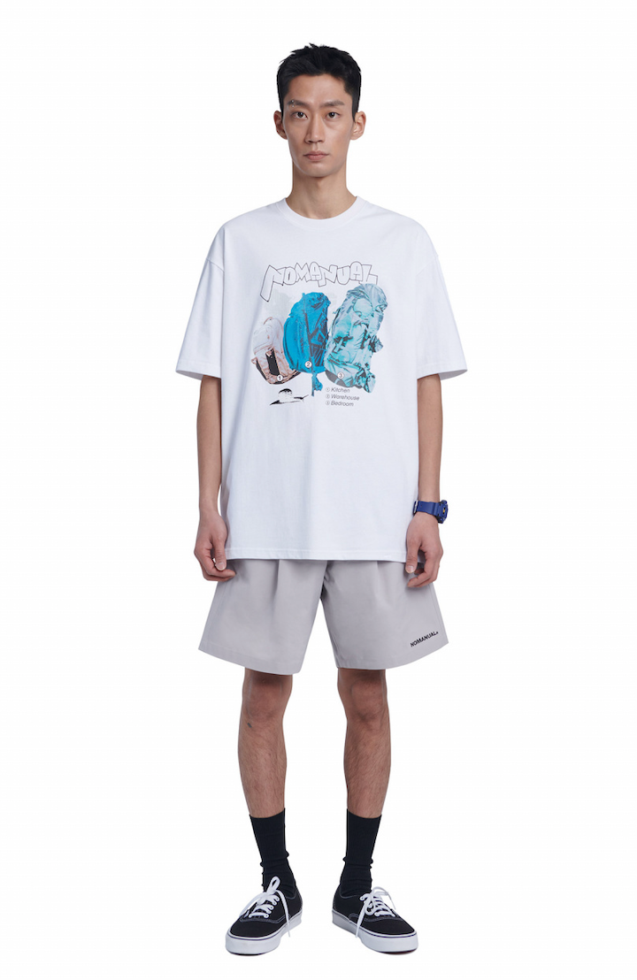 NOMANUAL(ノーマニュアル)  BACKPACK T-SHIRT - WHITE