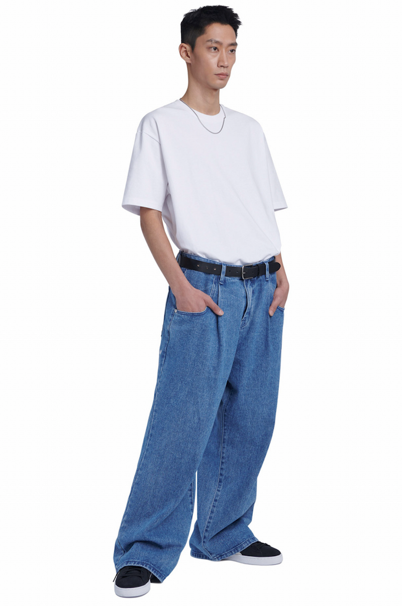 NOMANUAL(ノーマニュアル)  ONE TUCK REVERSED POCKET PANTS - BLUE