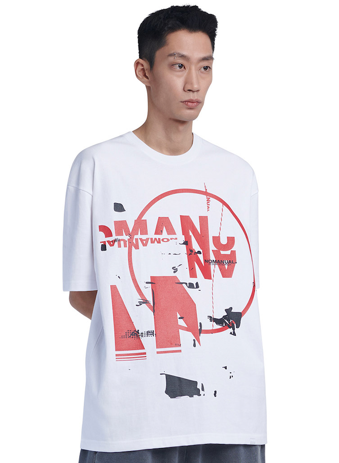 NOMANUAL(ノーマニュアル)  S.S PRINT T-SHIRT - WHITE