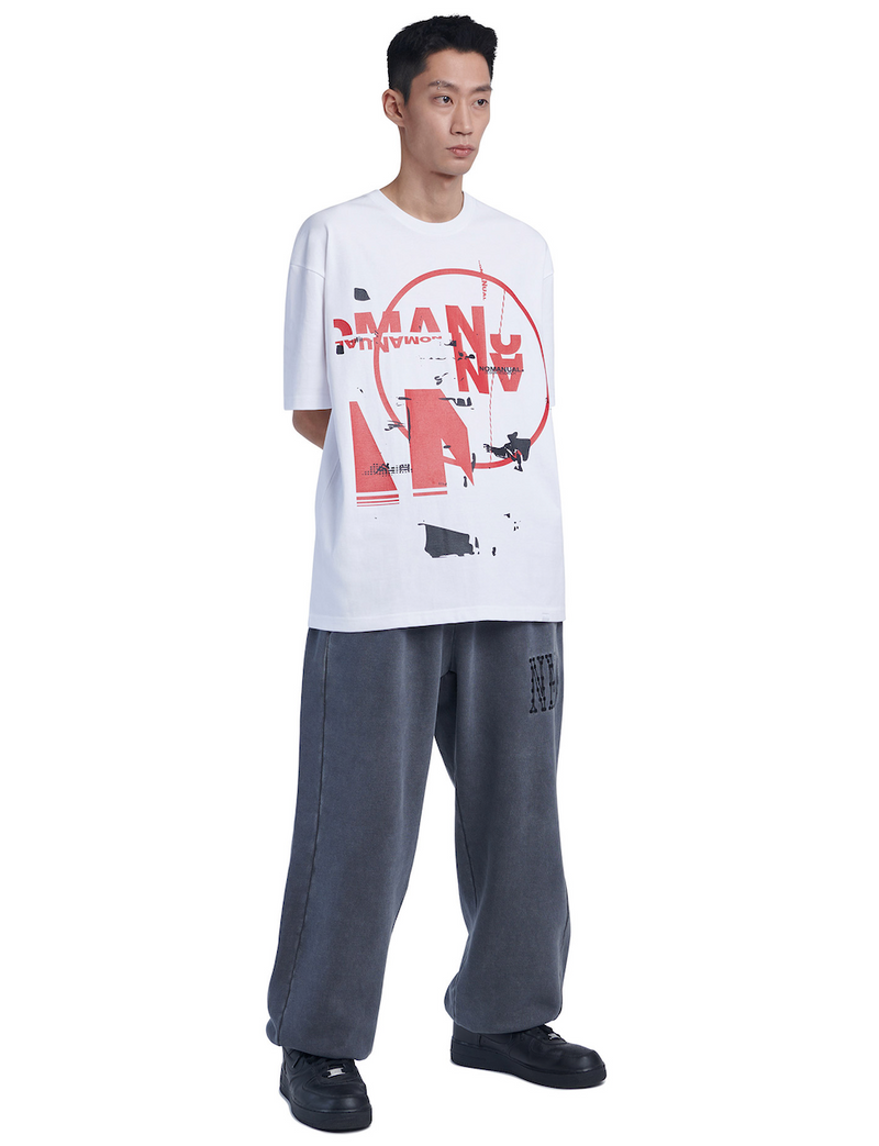 NOMANUAL(ノーマニュアル)  S.S PRINT T-SHIRT - WHITE