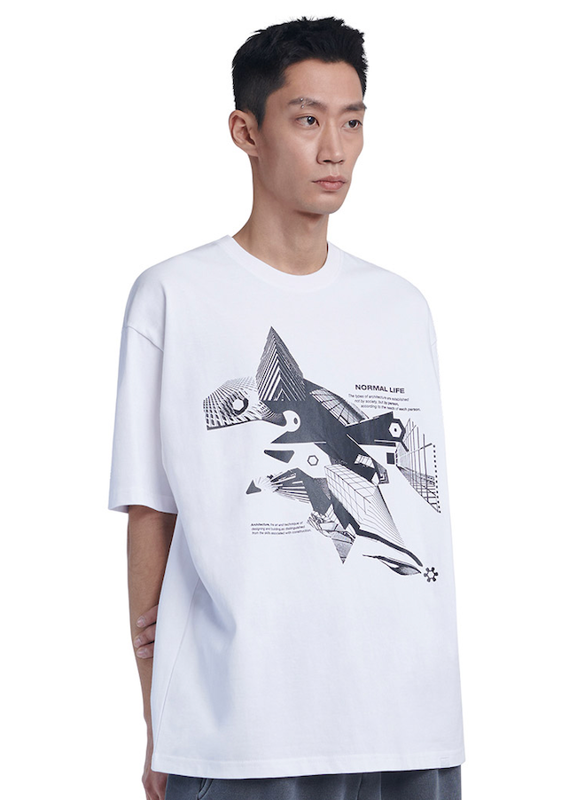 NOMANUAL(ノーマニュアル) ARCHITECTURE T-SHIRT - WHITE