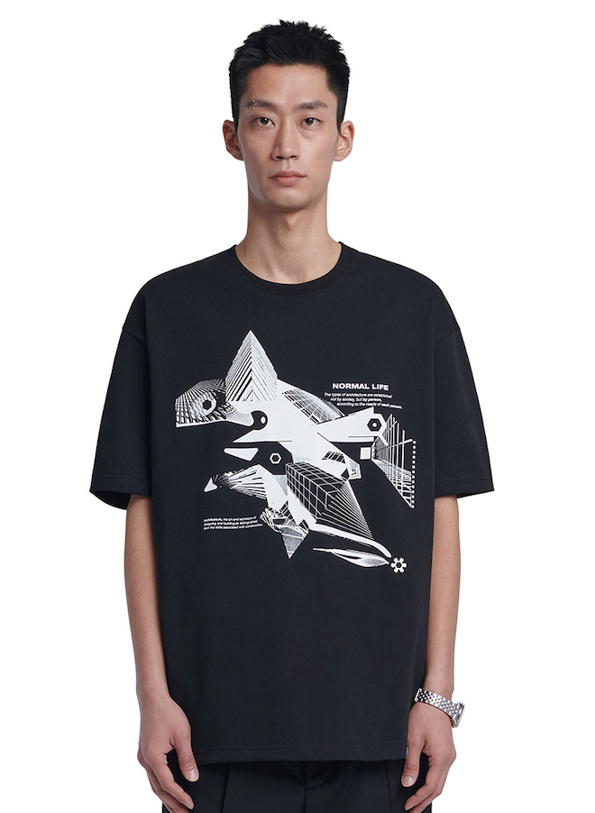 NOMANUAL(ノーマニュアル) ARCHITECTURE T-SHIRT - BLACK