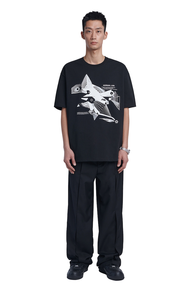 NOMANUAL(ノーマニュアル) ARCHITECTURE T-SHIRT - BLACK