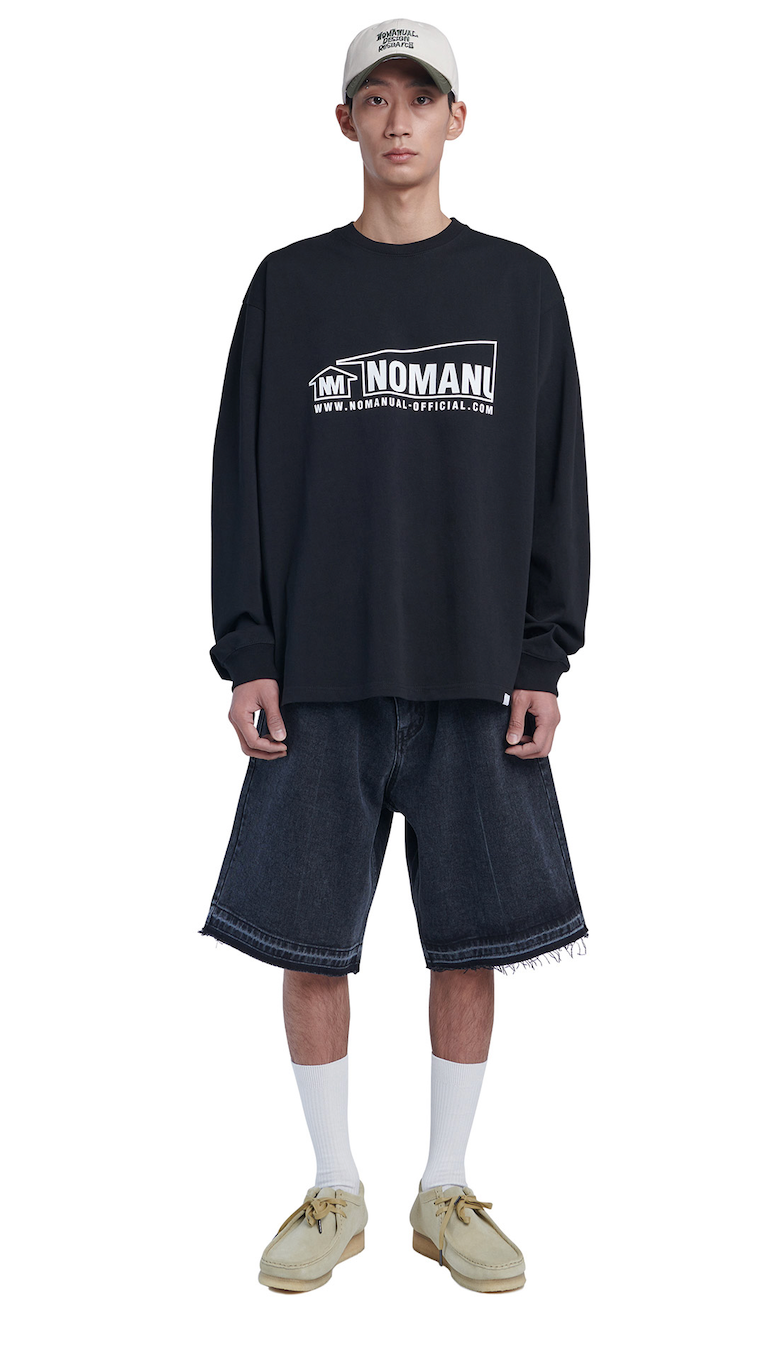 NOMANUAL(ノーマニュアル) RAW EDGE DENIM SHORTS - BLACK