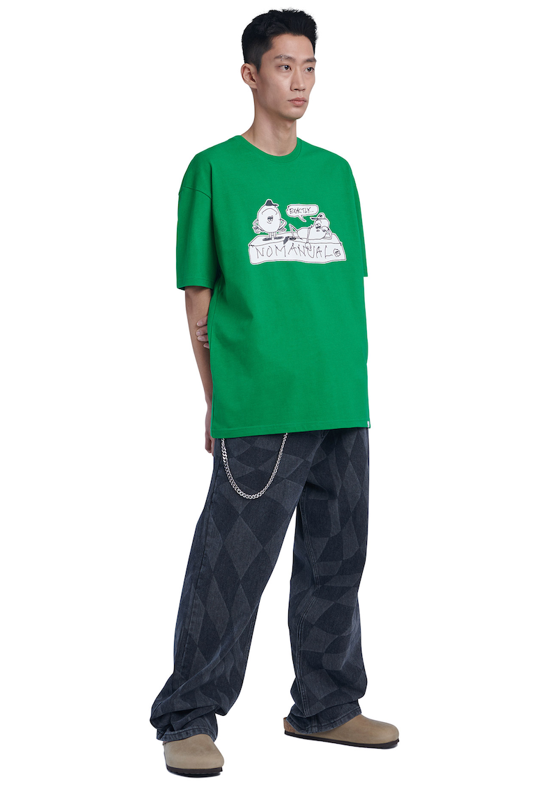 NOMANUAL(ノーマニュアル) NM FRIENDS T-SHIRT - GREEN