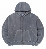 NOMANUAL(ノーマニュアル) CURVE LINE HOODED ZIP UP - CHARCOAL