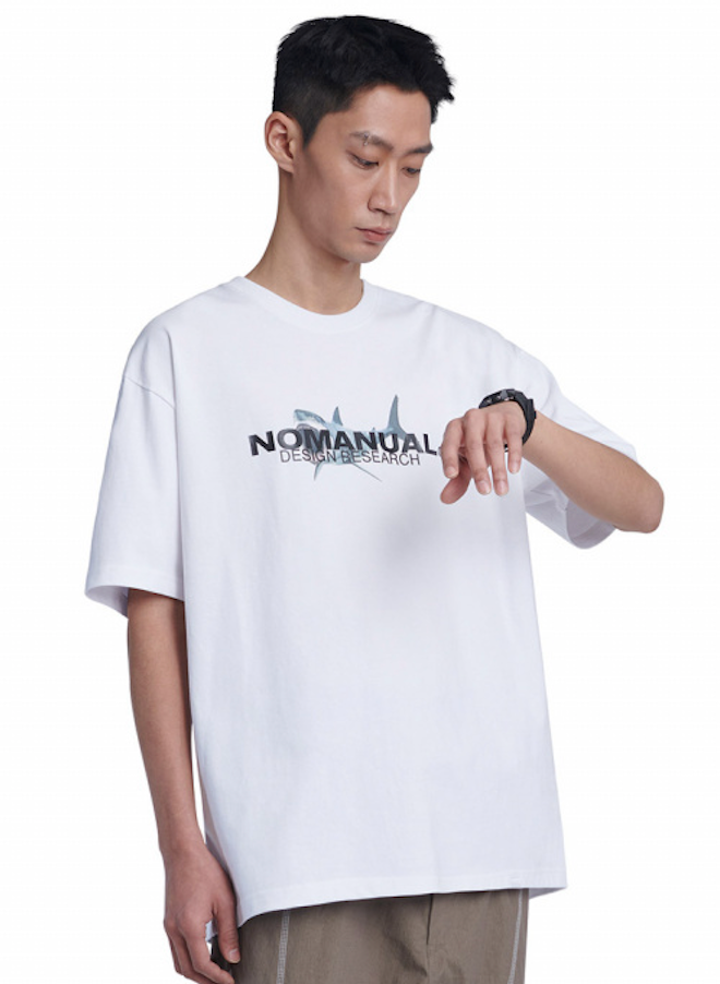 NOMANUAL(ノーマニュアル) SHARK T-SHIRT - WHITE