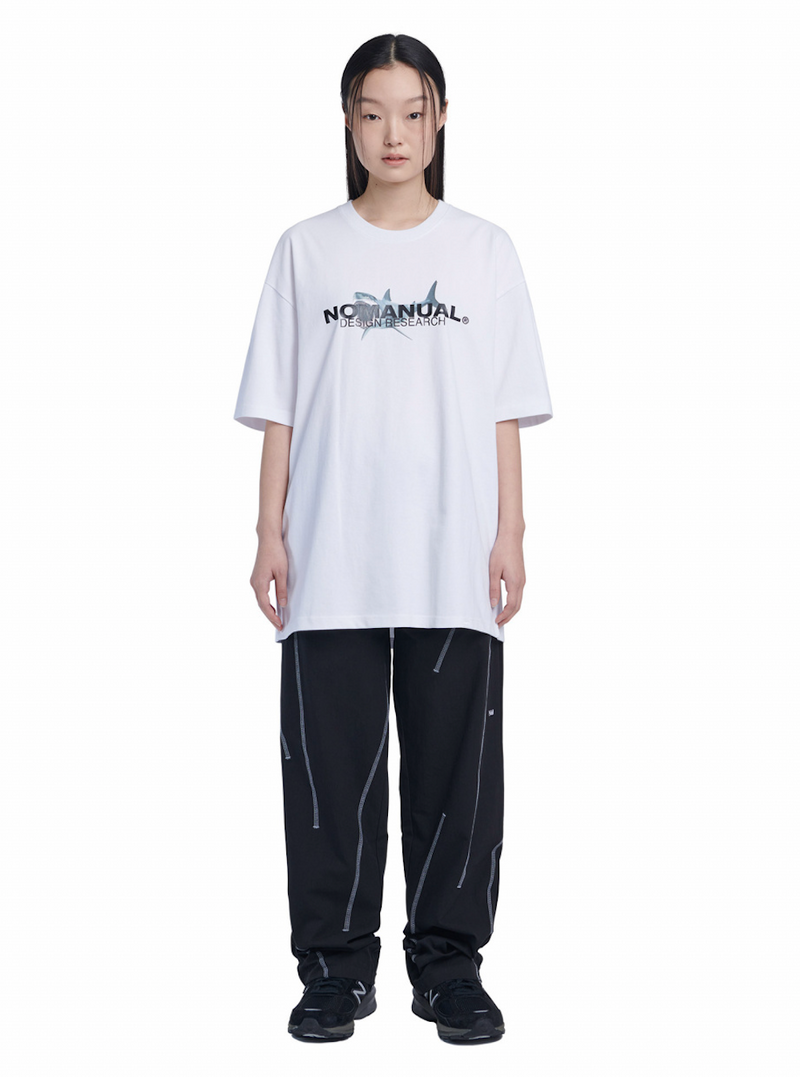 NOMANUAL(ノーマニュアル) SHARK T-SHIRT - WHITE