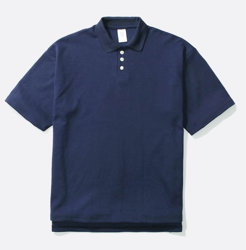 JEMUT (ジェモッ)  Loosefit collar T-shirts NAVY JKST2066