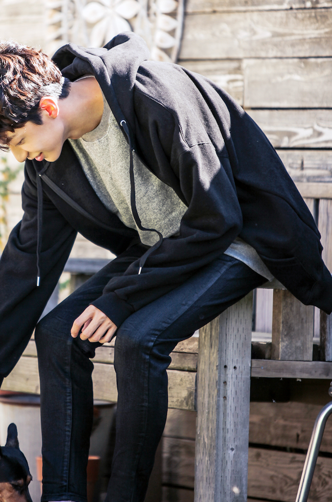 JEMUT (ジェモッ) HIGH DOUBLE NAPPING HOOD ZIP-UP BLACK HJHD2082