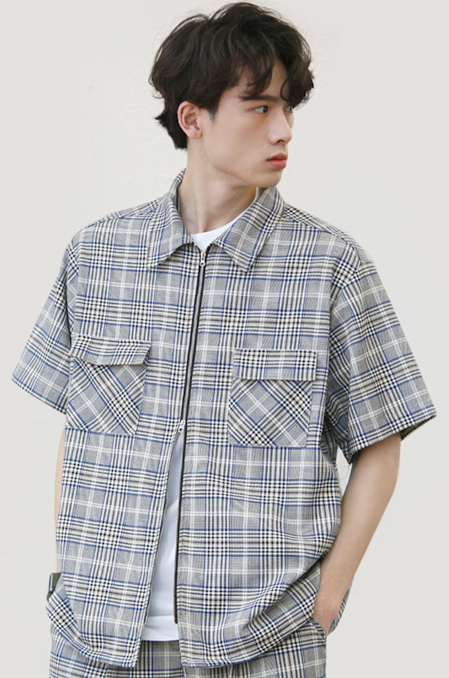 JEMUT (ジェモッ) MONACOTOUR CHECK SHIRTS NAVY HSSS2212
