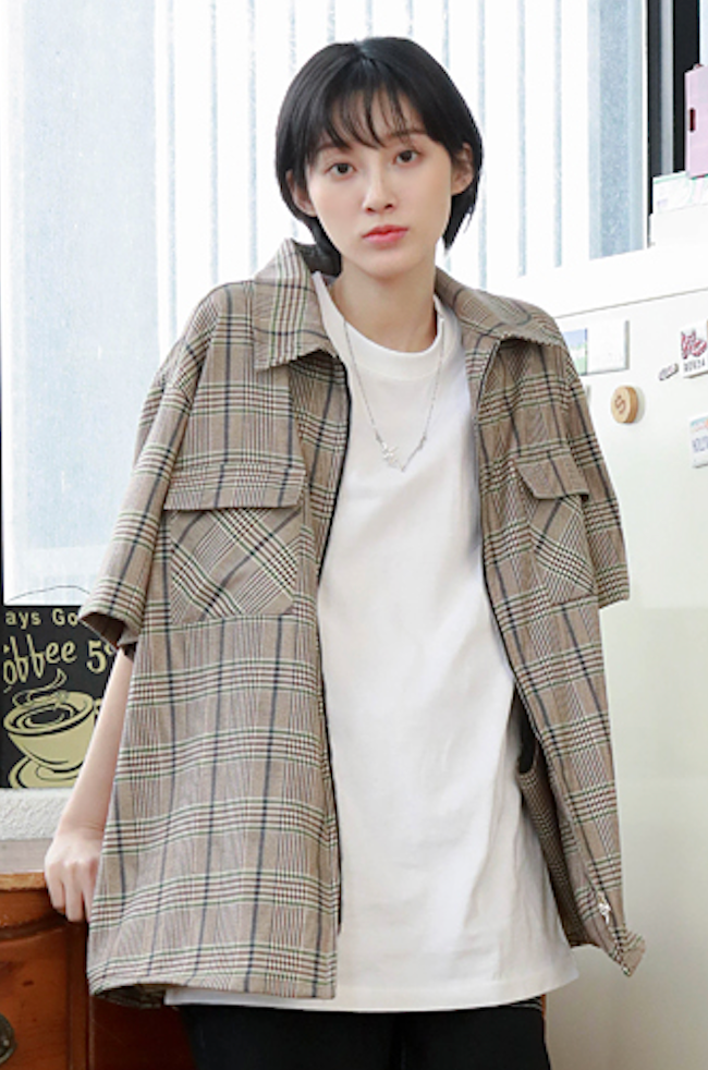 JEMUT (ジェモッ) MONACOTOUR CHECK SHIRTS KHAKI HSSS2212