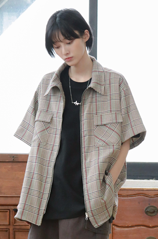 JEMUT (ジェモッ) MONACOTOUR CHECK SHIRTS BURGUNDY HSSS2212