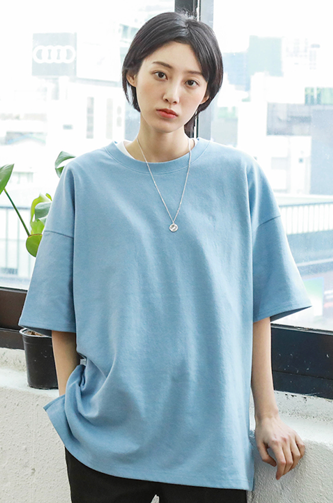 JEMUT (ジェモッ) EDDY OVERFIT SHORT TEE BLUE GRAY KJST2189