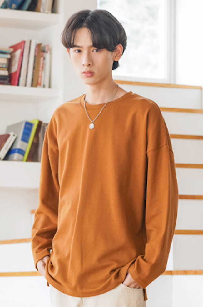 JEMUT (ジェモッ) OVERFIT LAYERED LONG T-SHIRTS BROWN KJLT2153