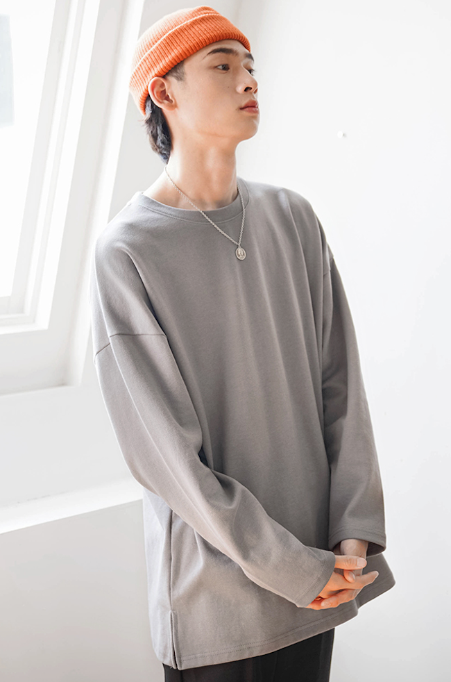 JEMUT (ジェモッ) OVERFIT LAYERED LONG T-SHIRTS DARK GRAY KJLT2153