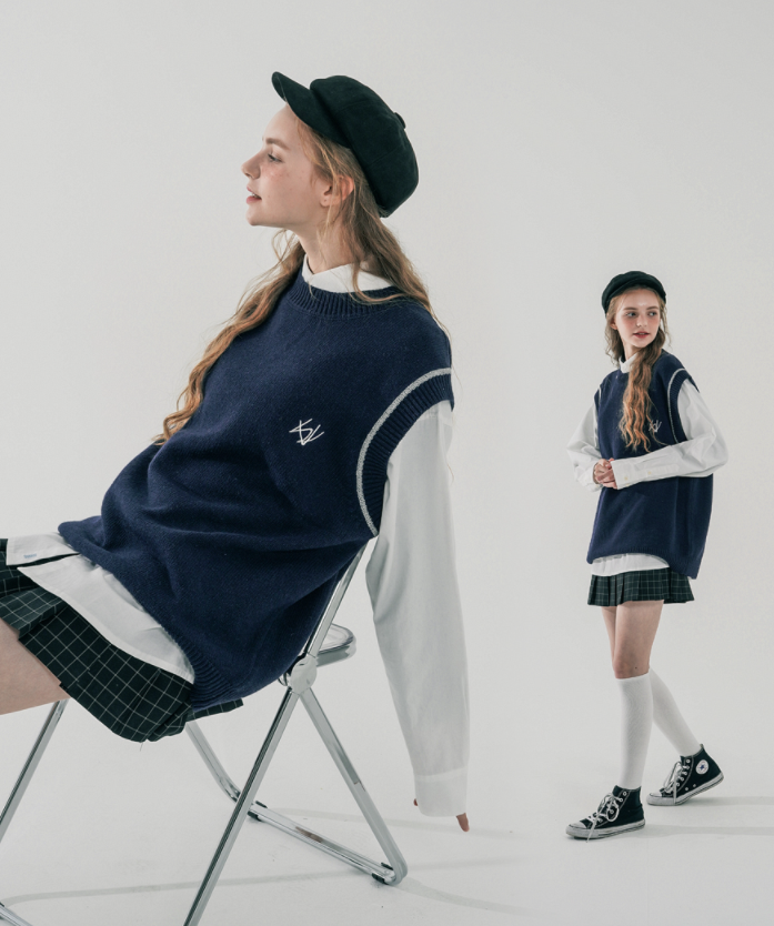 ダブルユーブイプロジェクト(WV PROJECT) Jerry Wool Knit Best Navy MJKN7524