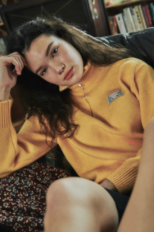 ワンダービジター(WONDER VISITOR)  Enigma APS HALF Zip-up Knit [Yellow]