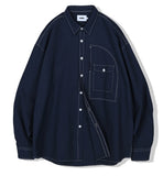 KND(ケイエンド) UTILITY CURVED POCKET OXFORD SHIRT NAVY