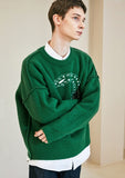 KND(ケイエンド) BULKY BRUSH REVERSIBLE PAISLEY SWEATER GREEN