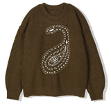 KND(ケイエンド)  BULKY BRUSH REVERSIBLE PAISLEY SWEATER BROWN