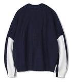 KND(ケイエンド)  ELBOW SECTION HEAVY CARDIGAN NAVY