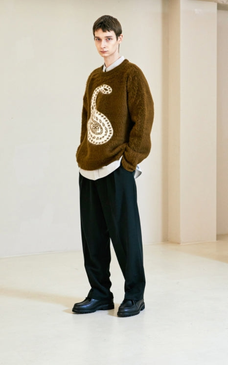 KND(ケイエンド) WIDE CURVE FIT TWO TUCK BANDING SLACKS BLACK