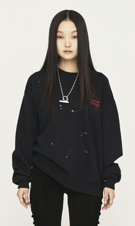 ORDINARY PEOPLE(オーディナリーピープル) HANDPAINTING SIGNATURE LOGO NAVY SWEATSHIRTS