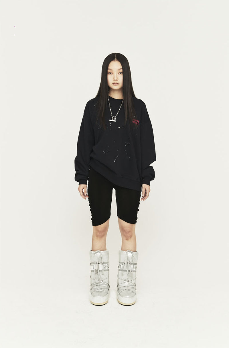 ORDINARY PEOPLE(オーディナリーピープル) HANDPAINTING SIGNATURE LOGO NAVY SWEATSHIRTS