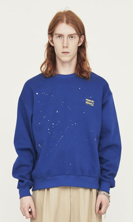 ORDINARY PEOPLE(オーディナリーピープル) HANDPAINTING SIGNATURE LOGO BLUE SWEATSHIRTS