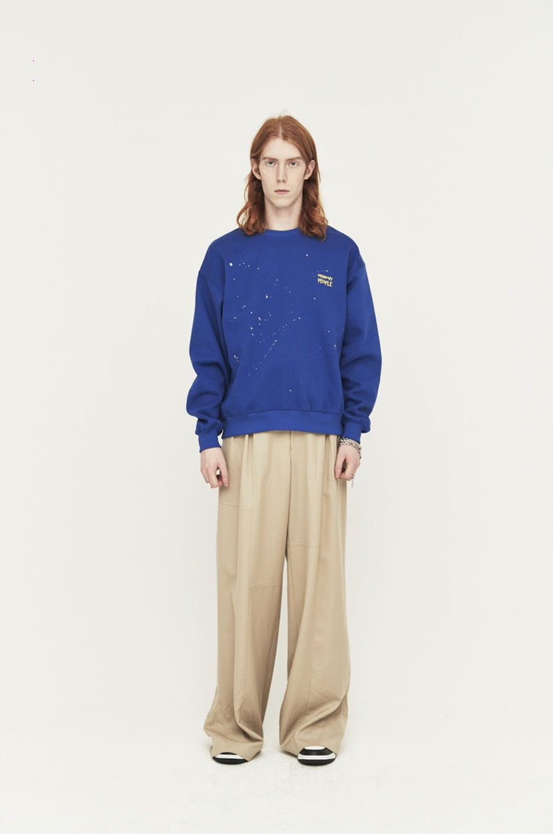 ORDINARY PEOPLE(オーディナリーピープル) HANDPAINTING SIGNATURE LOGO BLUE SWEATSHIRTS