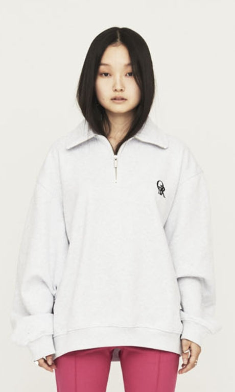 ORDINARY PEOPLE(オーディナリーピープル) HALF ZIP ORD LOGO MELANGE CREWNECK