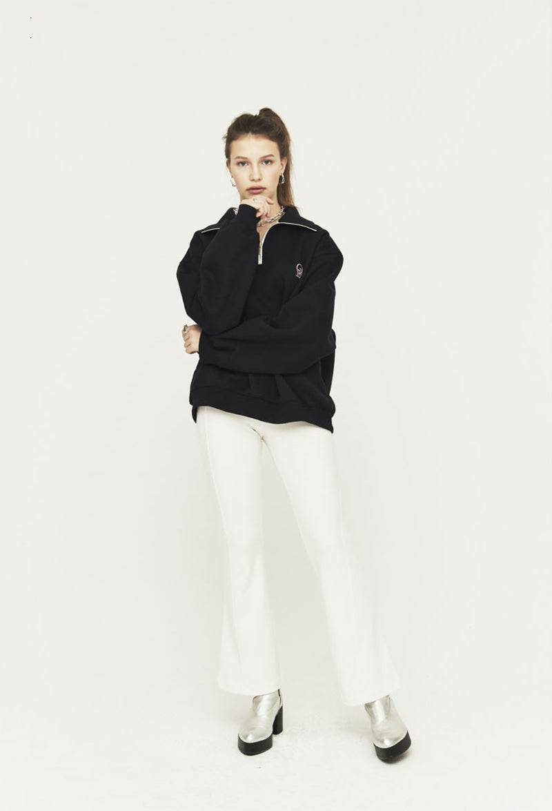 ORDINARY PEOPLE(オーディナリーピープル) HALF ZIP ORD LOGO NAVY CREWNECK