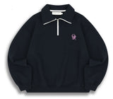 ORDINARY PEOPLE(オーディナリーピープル) HALF ZIP ORD LOGO NAVY CREWNECK
